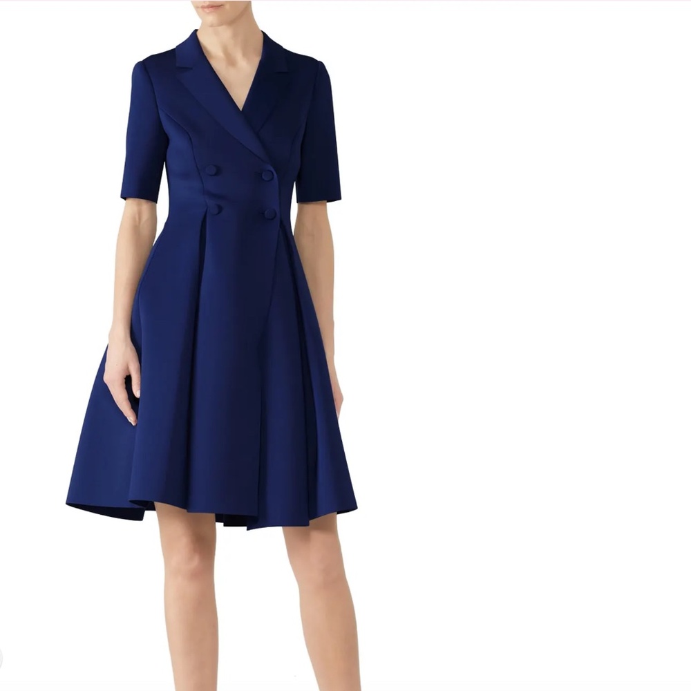 Badgley Mischka Blue Flare Suit Dress Scuba Dress